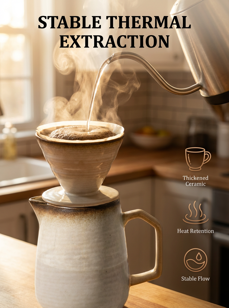 Hand Drip Coffee Pot - Ceramic - Beige