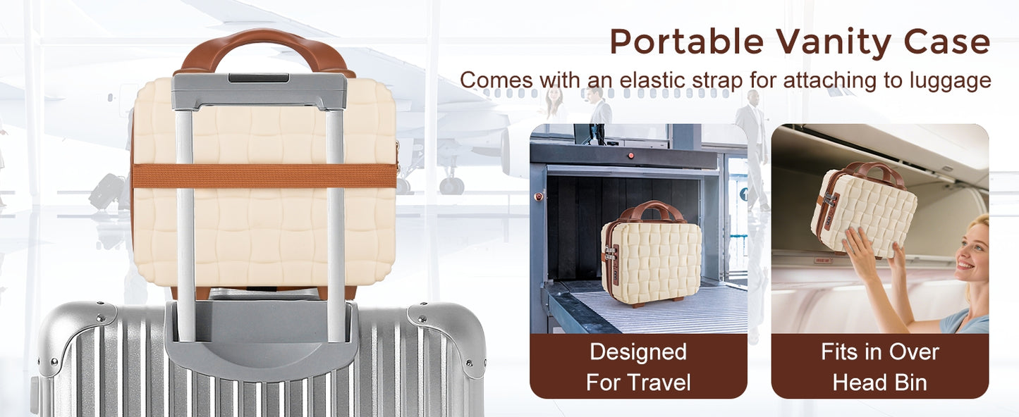 6.5L Woven Password Lock PP Suitcase - Beige