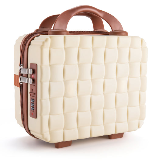 6.5L Woven Password Lock PP Suitcase - Beige