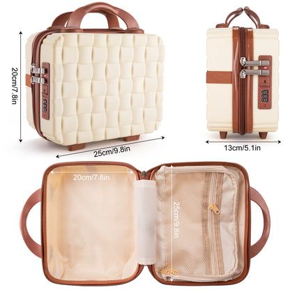 6.5L Woven Password Lock PP Suitcase - Beige