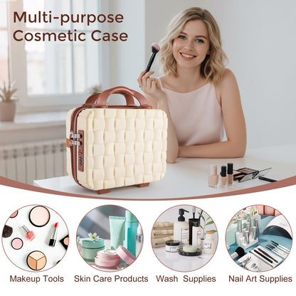 6.5L Woven Password Lock PP Suitcase - Beige