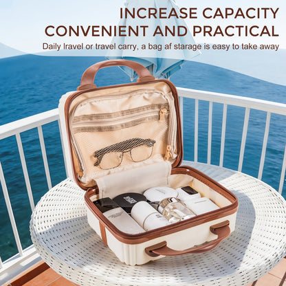 6.5L Woven Password Lock PP Suitcase - Beige