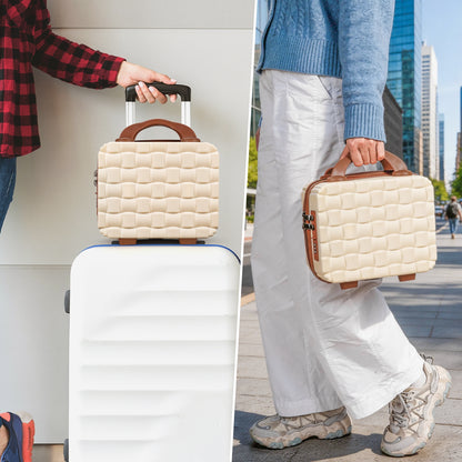 6.5L Woven Password Lock PP Suitcase - Beige