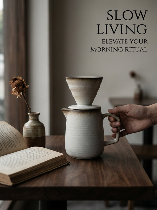 Hand Drip Coffee Pot - Ceramic - Beige