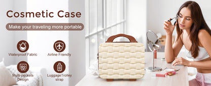 6.5L Woven Password Lock PP Suitcase - Beige