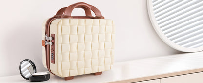 6.5L Woven Password Lock PP Suitcase - Beige